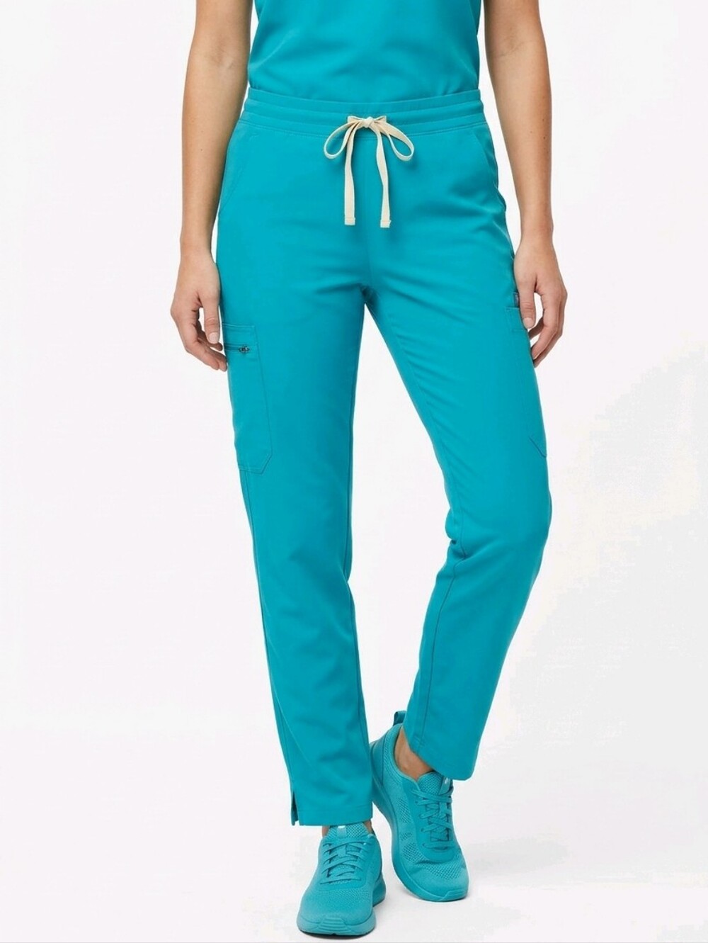 FIGS Technical Collection Yola Straight Leg Pants in Teal Size Small Petite